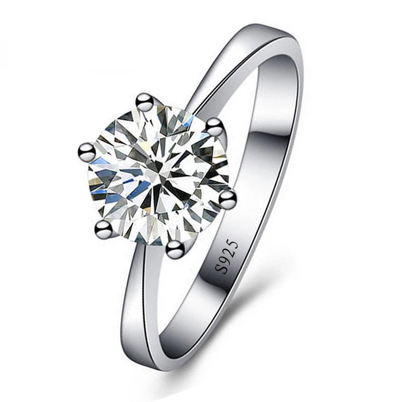 Bague de Fiançailles Élégante S925 – Argent Sterling & Cristal Brillant, Idéale Cadeau Couple