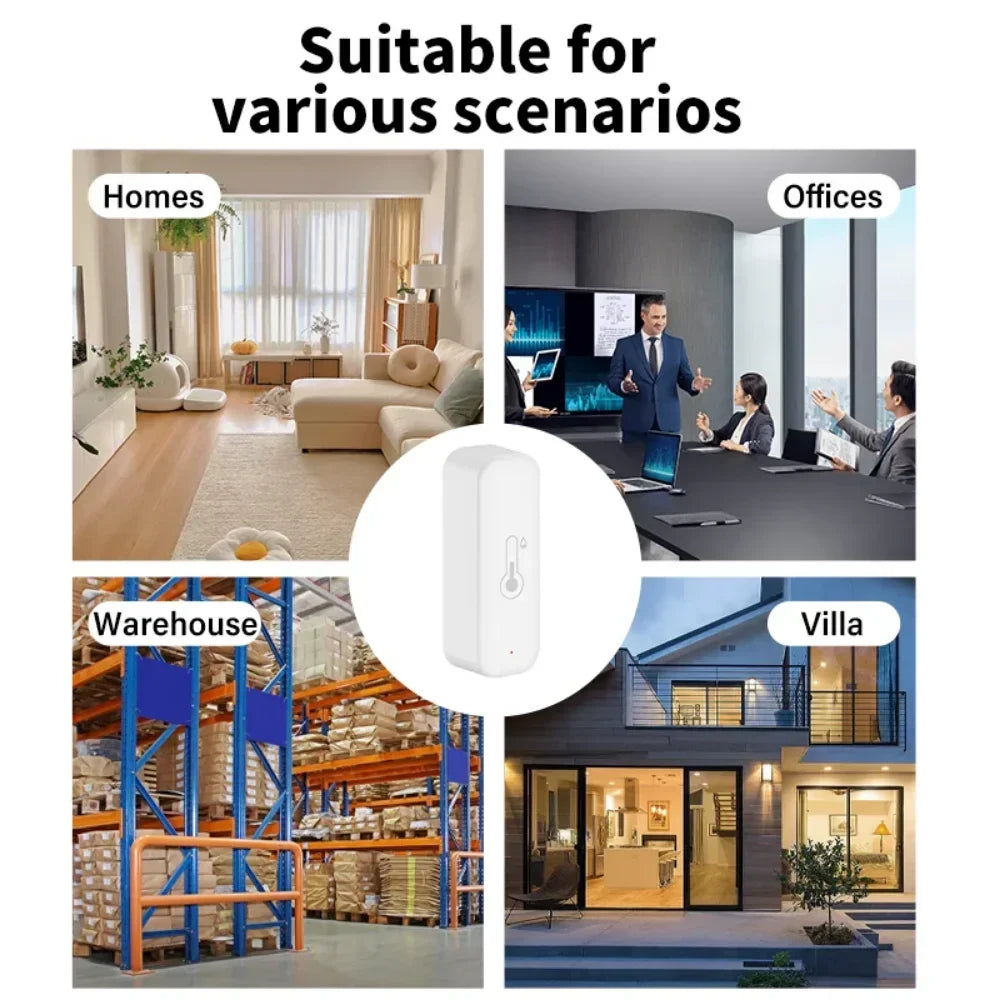 Tuya Smart Temperature &amp; Humidity Sensor WiFi &amp; Zigbee 3.0 – Connected Thermometer Hygrometer with Alerts &amp; Voice Assistant Compatibility