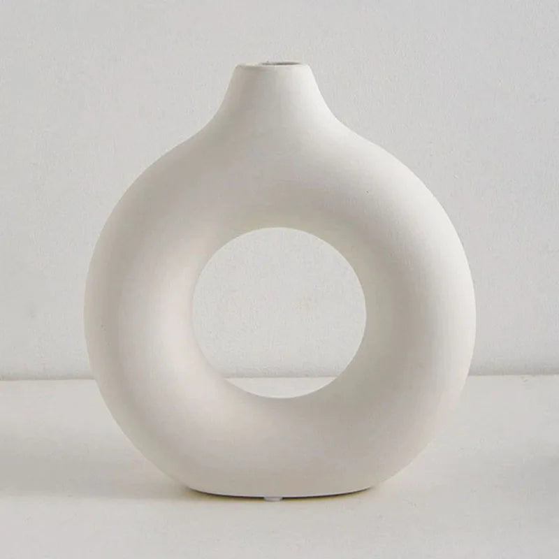 Vase en Plastique Minimaliste – Pot à Fleurs Unique en Forme d’Anneau pour Décoration Intérieure