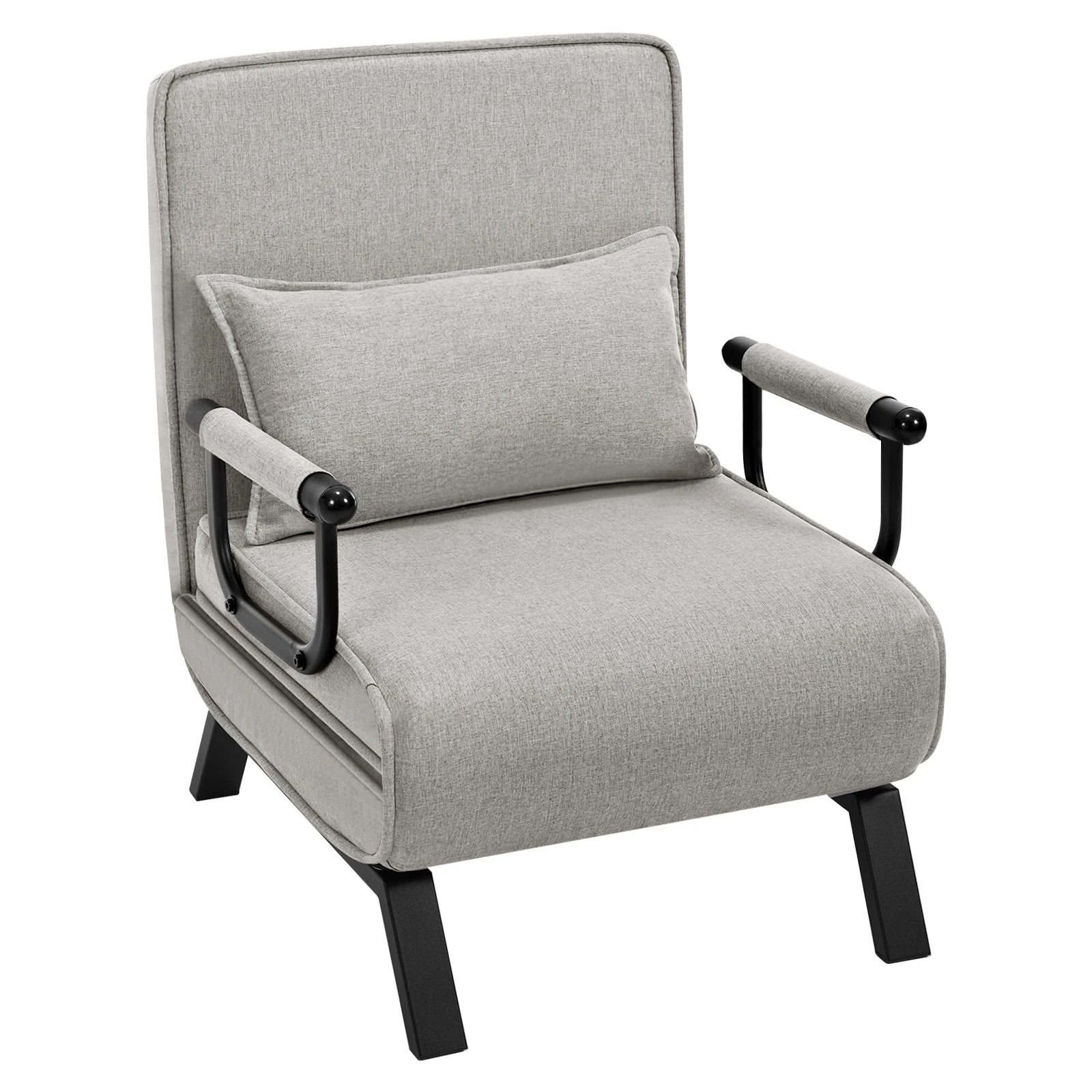 Fauteuil-Lit 3-en-1 Pliable en Lin – Dossier Réglable & Coussin Amovible, Lit d’Appoint Idéal Studio & Dortoir