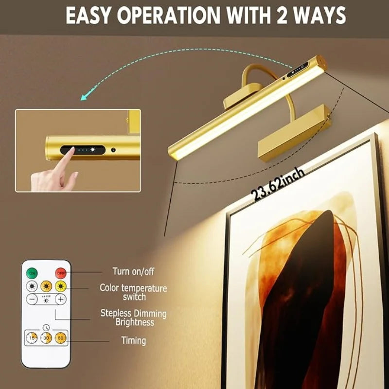 Applique Murale LED Rechargeable 4000 mAh – Éclairage Moderne à Intensité Réglable avec Télécommande (3 Couleurs)