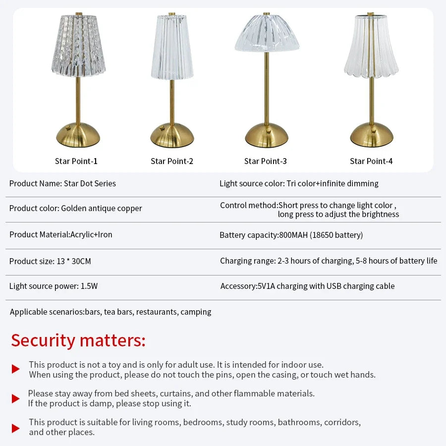 Rechargeable LED Table Lamp with Dimmable Brightness – Touch Control, Wireless, Reading Lamp and Night Light for Bedroom, Office or Hotel