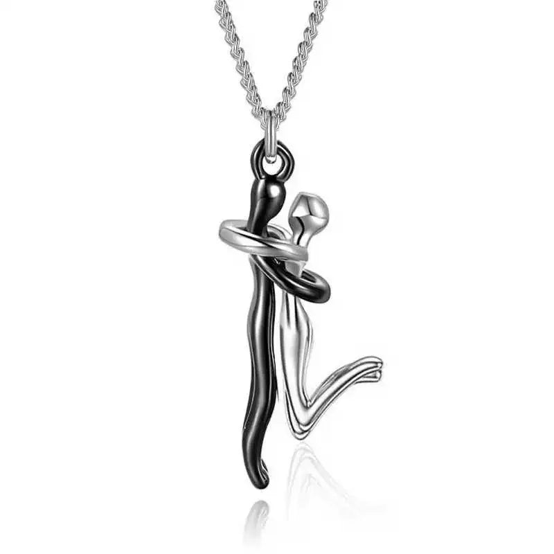 Collier Câlin Mère & Enfant Bicolore – Pendentif Détachable en Acier Inoxydable, Bijou Symbolique d’Amour Familial