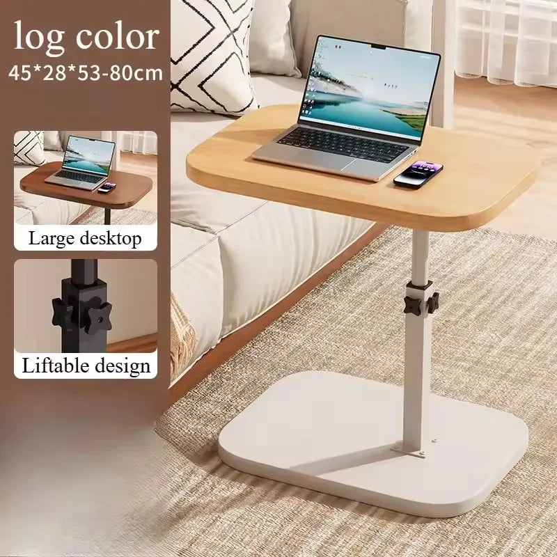 Table d’Appoint Réglable en Hauteur – Plateau Bois Portable, Idéale Canapé, Bureau & Café (Intérieur/Extérieur)