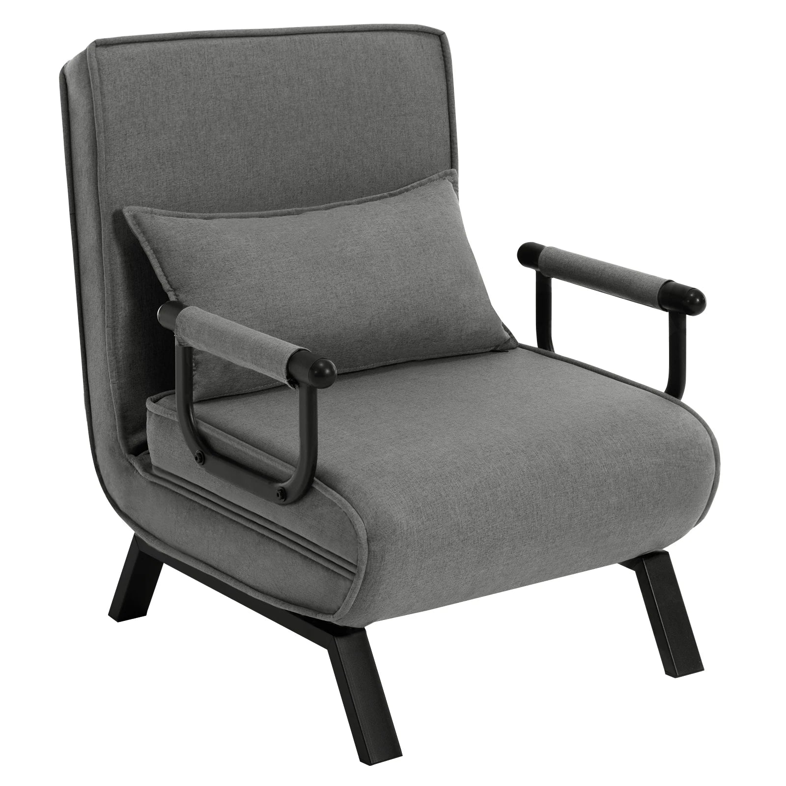 Fauteuil-Lit 3-en-1 Pliable en Lin – Dossier Réglable & Coussin Amovible, Lit d’Appoint Idéal Studio & Dortoir