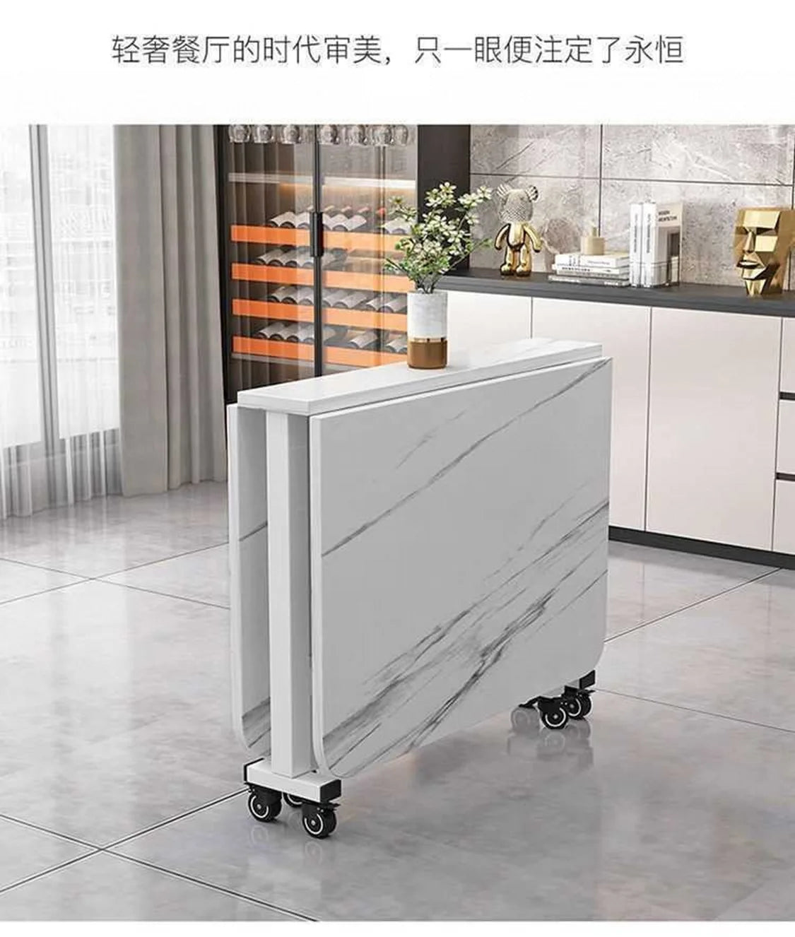 Table à Manger Pliable Multifonction – Modèle Rectangulaire Mobile, Idéale Petits Espaces