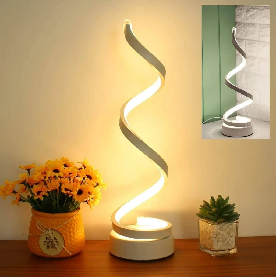 Lampe LED Spiralée Réglable – Lampe de Table 3 Couleurs & Intensité Variable