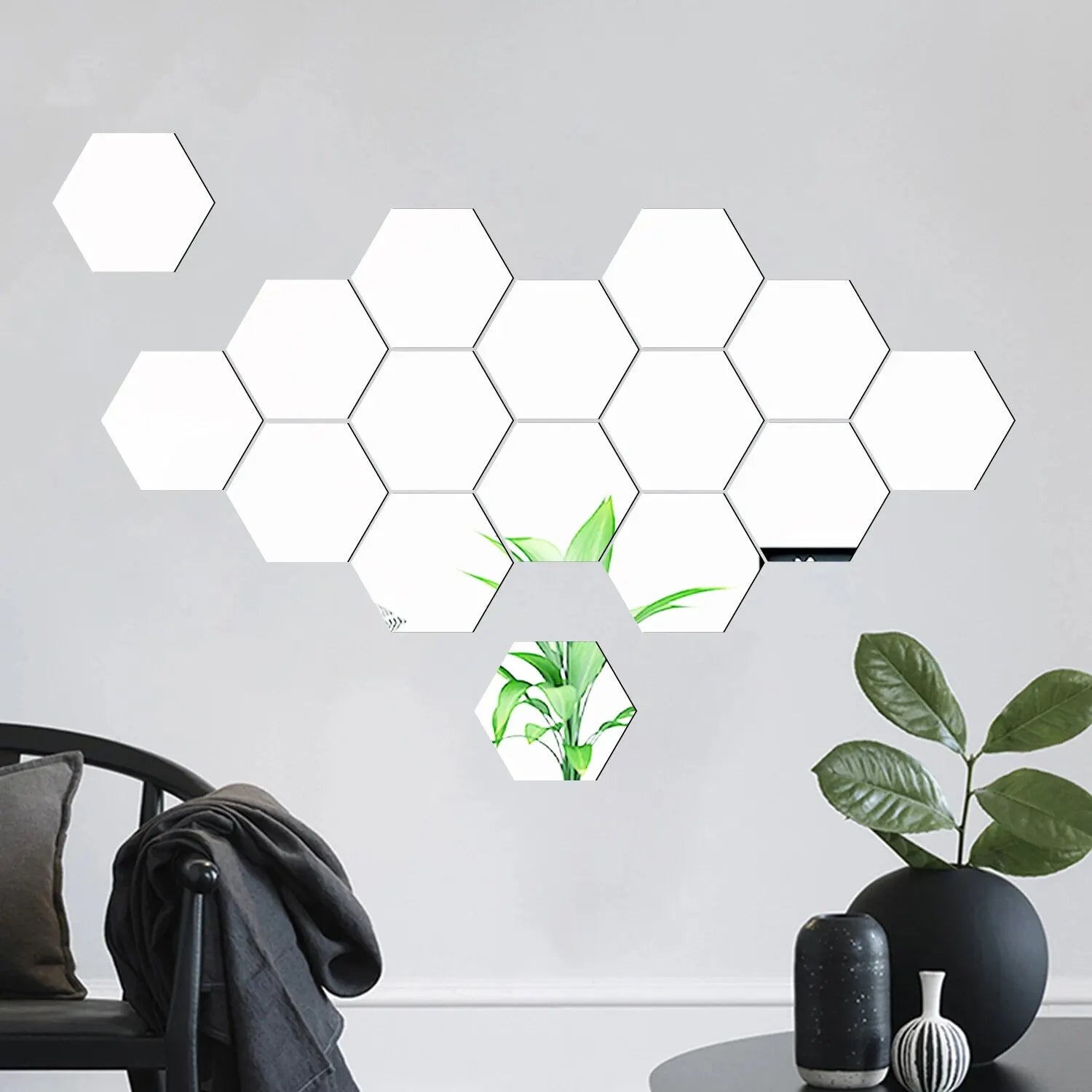 Lot de 12 Miroirs Muraux Hexagonaux – Décoration DIY Adhésive