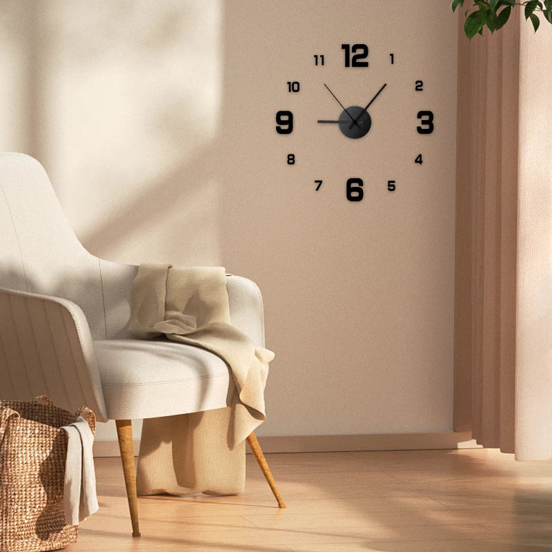 Horloge Murale DIY Sans Cadre – Décoration Moderne Silencieuse pour Maison & Bureau