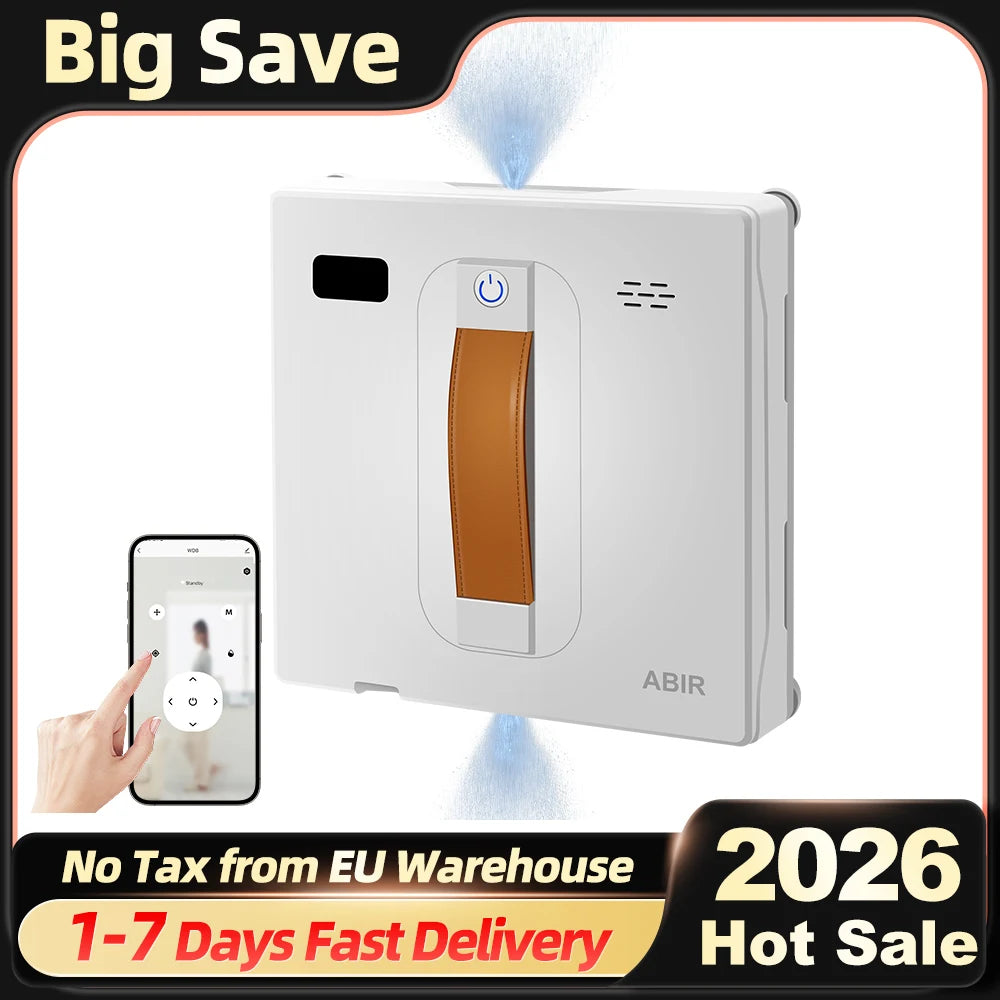 Robot Nettoyeur de Vitres Intelligent – Pulvérisation Double, Essuyage Automatique & Navigation Laser