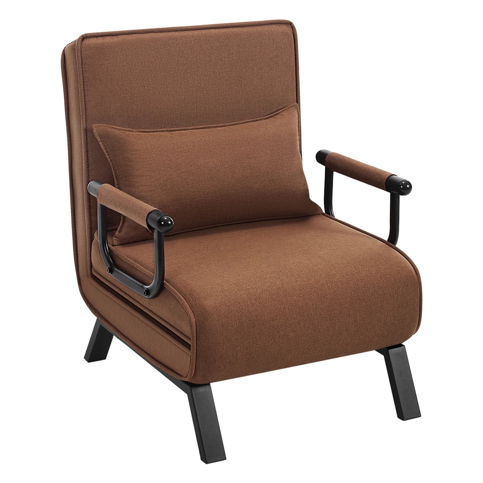 Fauteuil-Lit 3-en-1 Pliable en Lin – Dossier Réglable & Coussin Amovible, Lit d’Appoint Idéal Studio & Dortoir