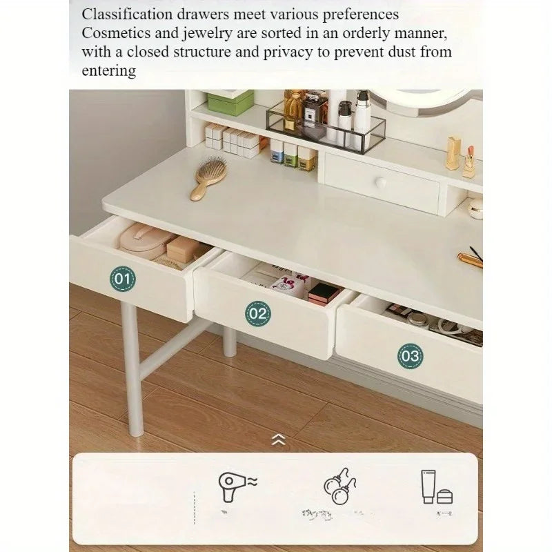 Coiffeuse Moderne Light Luxury 2025 – Table de Maquillage Élégante et Compacte pour Chambre & Petit Appartement