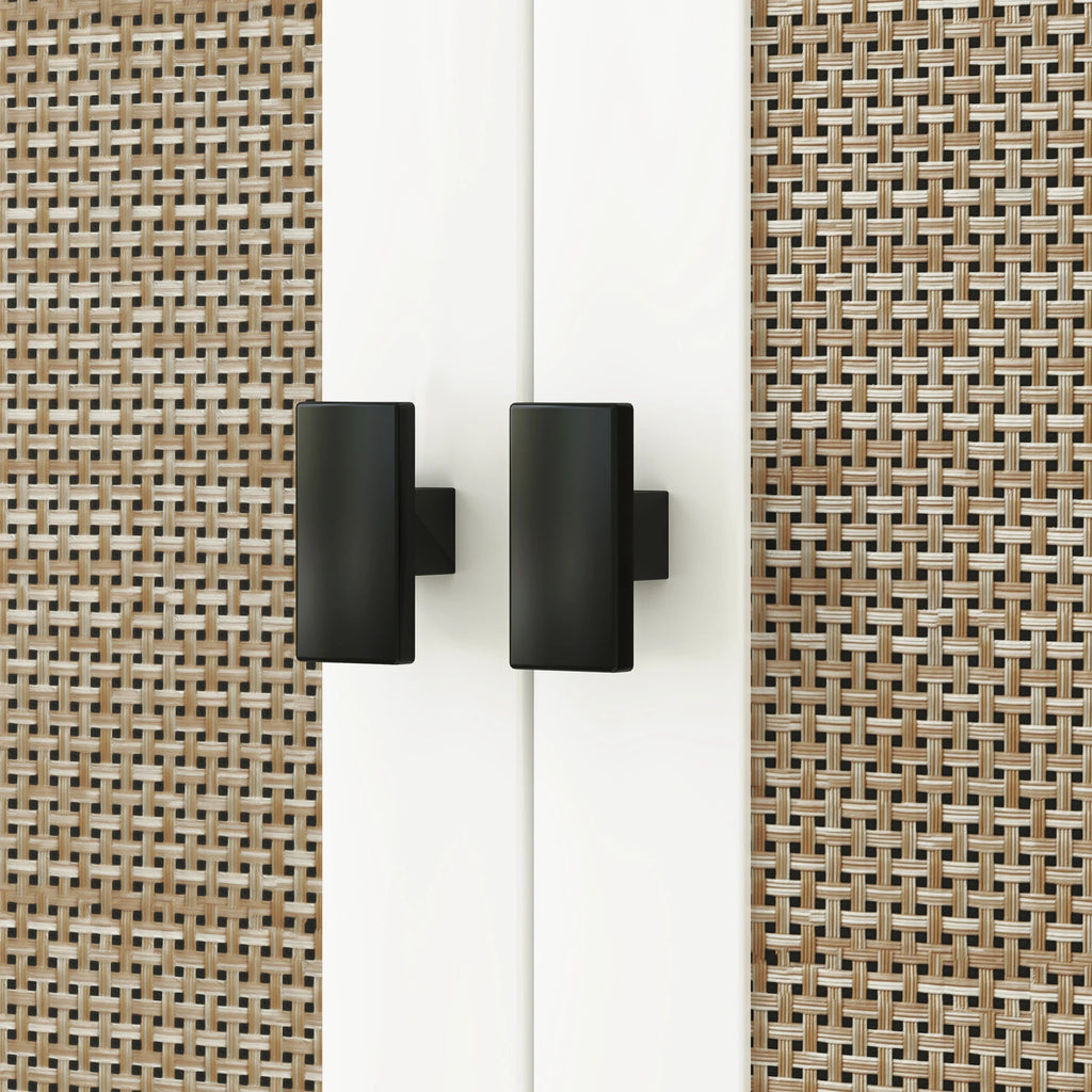 Meuble WC avec 2 Portes – Armoire de Toilette Blanche avec Façade Effet Rotin