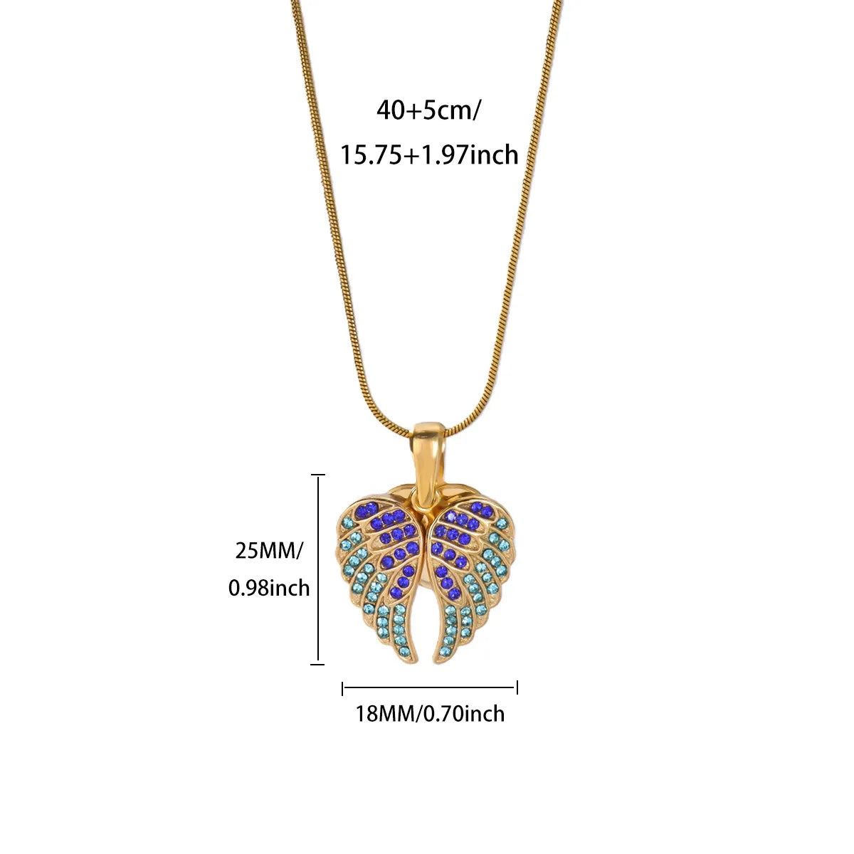 Collier Ailes d’Ange Luxe en Acier Inoxydable – Pendentif Cœur Ouvrable Serti de Zircon, Finition Dorée 18K