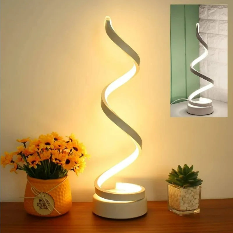 Lampe LED Spiralée Réglable – Lampe de Table 3 Couleurs & Intensité Variable