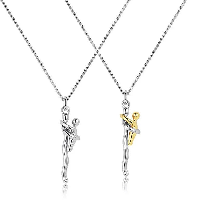Collier Câlin Mère & Enfant Bicolore – Pendentif Détachable en Acier Inoxydable, Bijou Symbolique d’Amour Familial