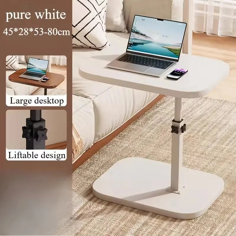 Table d’Appoint Réglable en Hauteur – Plateau Bois Portable, Idéale Canapé, Bureau & Café (Intérieur/Extérieur)