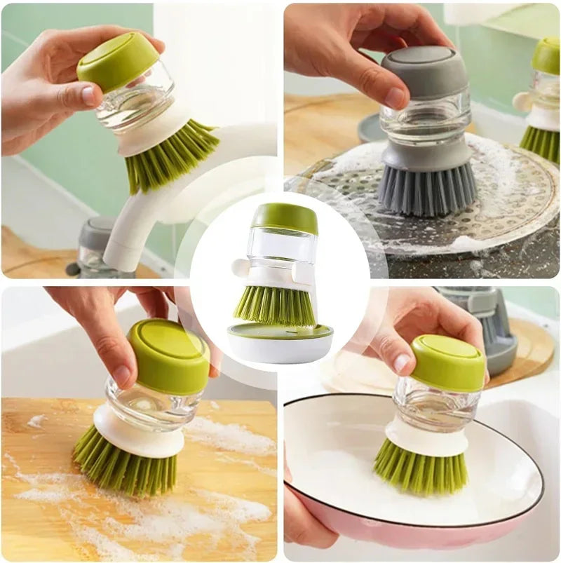 Brosse Vaisselle avec Distributeur de Savon – Brosse de Nettoyage Cuisine avec Support et Bac Égouttoir