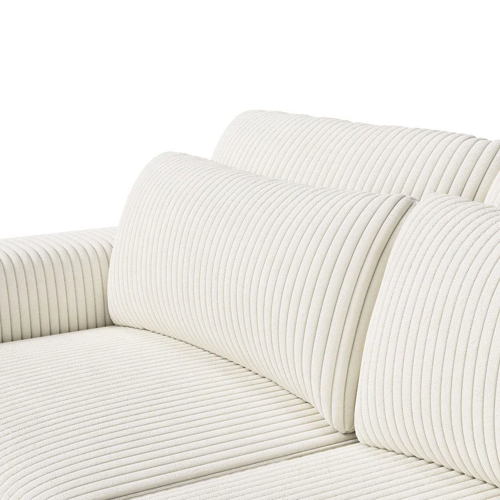 Modular Multi-Seater Sofa in Corduroy – High Resilience Seat, Mobile Footrest, Removable Cushions &amp; Integrated Storage