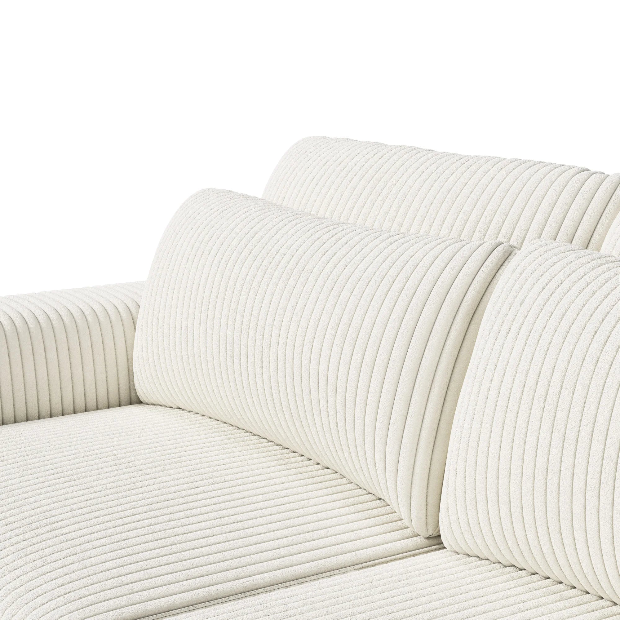 Modular Multi-Seater Sofa in Corduroy – High Resilience Seat, Mobile Footrest, Removable Cushions &amp; Integrated Storage