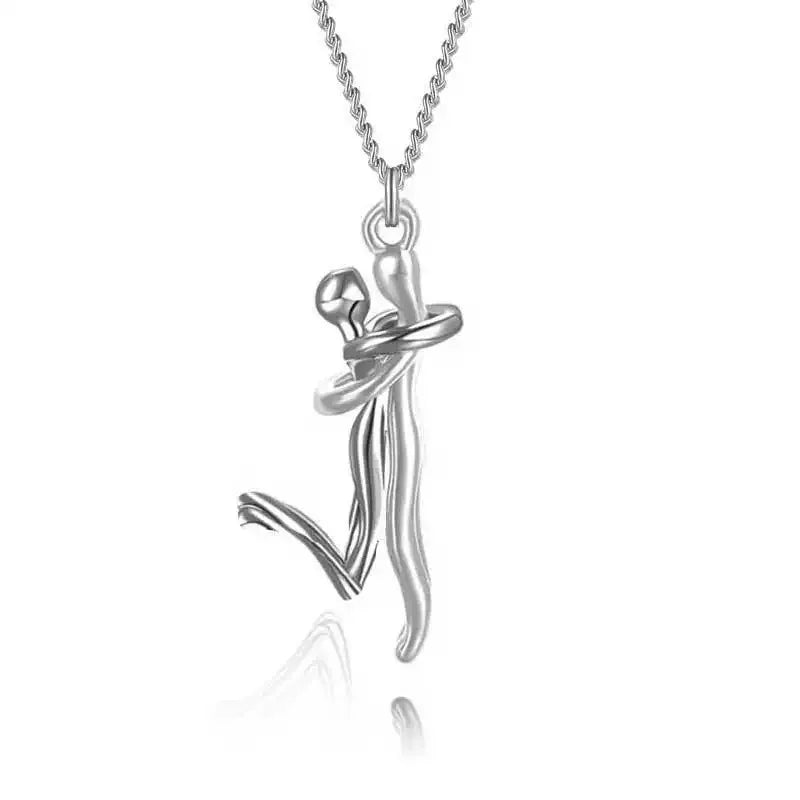 Collier Câlin Mère & Enfant Bicolore – Pendentif Détachable en Acier Inoxydable, Bijou Symbolique d’Amour Familial