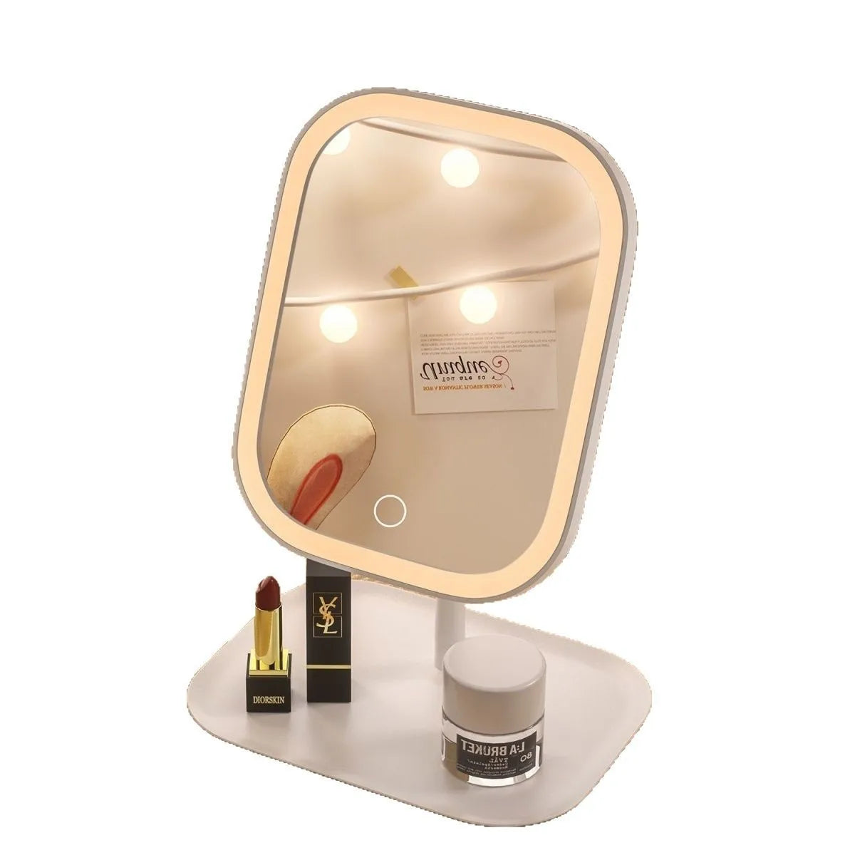 Miroir de Maquillage LED Rechargeable à Commande Tactile – Éclairage Multicolore Ajustable, Compact & Portable pour Maison et Voyage