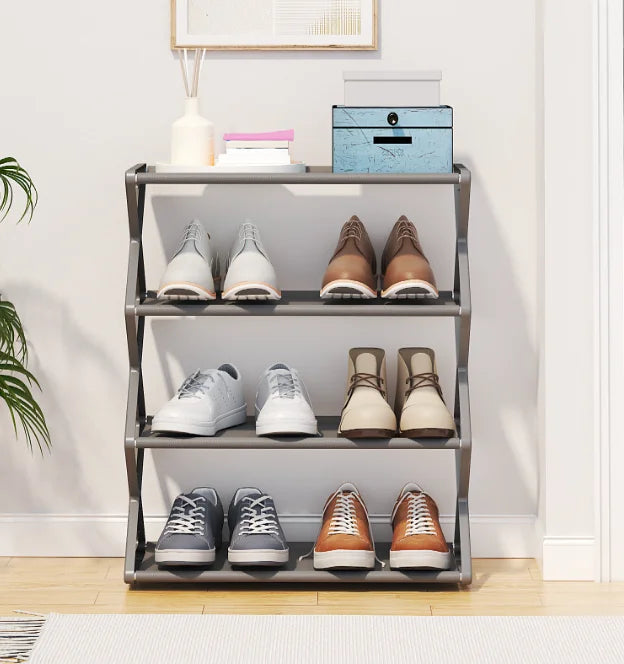 Étagère à Chaussures 3 Niveaux Empilable – Design X Pliable, Organiseur Gain de Place (Montage Facile)