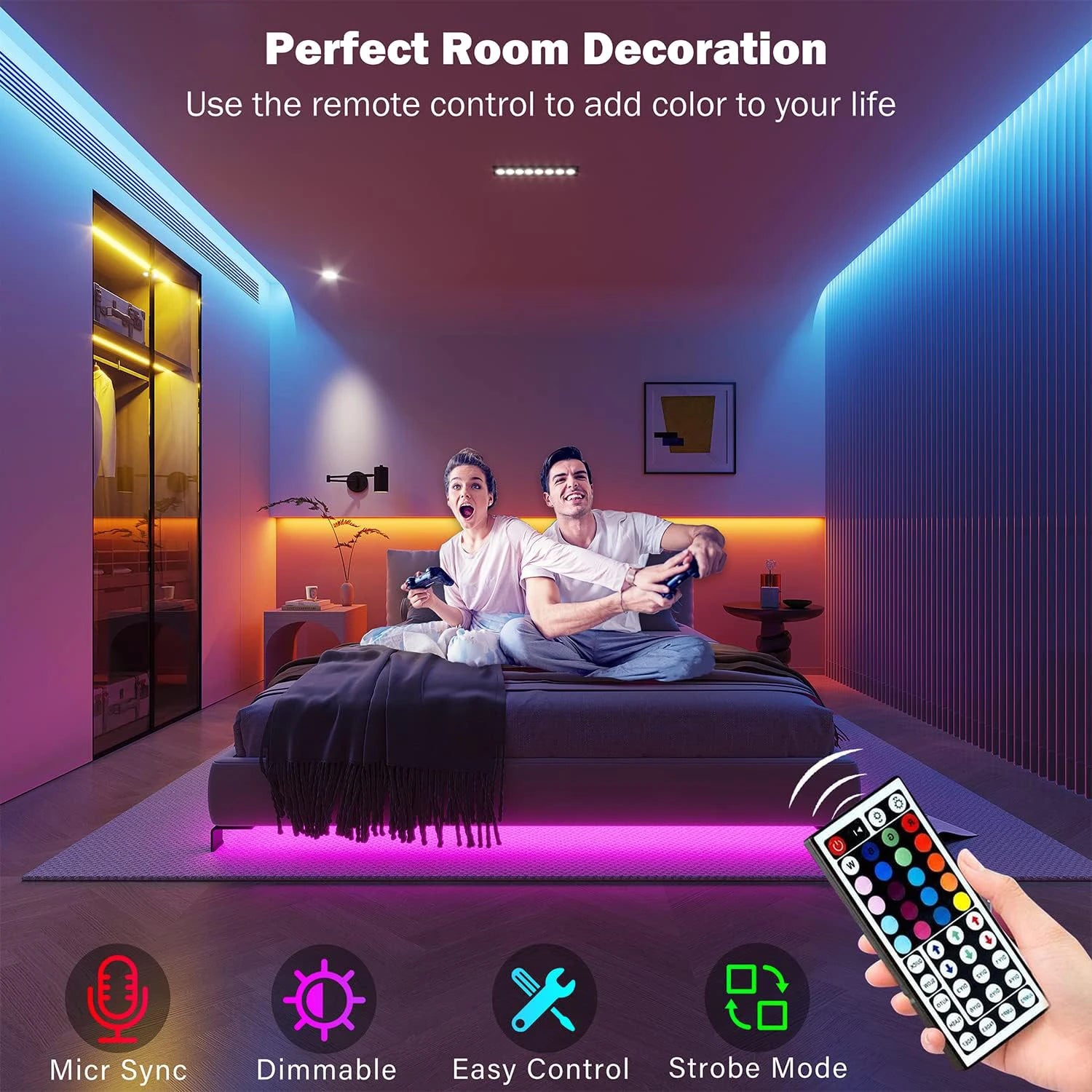 Bande LED RGB Intelligente – Ruban Lumineux Flexible avec Contrôle par Application pour Décoration Chambre & Salon