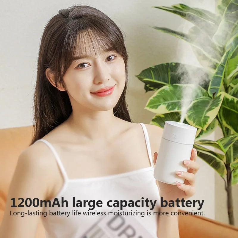 Humidificateur d’Air Portable Sans Fil USB Rechargeable – Diffuseur d’Arômes avec Brume Fine & Éclairage Ambiant