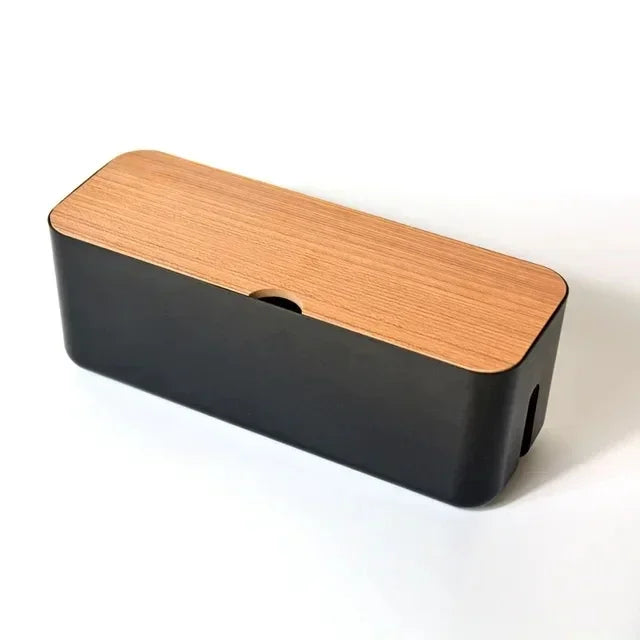 Boîte de Rangement Câbles en Bois – Organisateur Bureau & Chargeurs