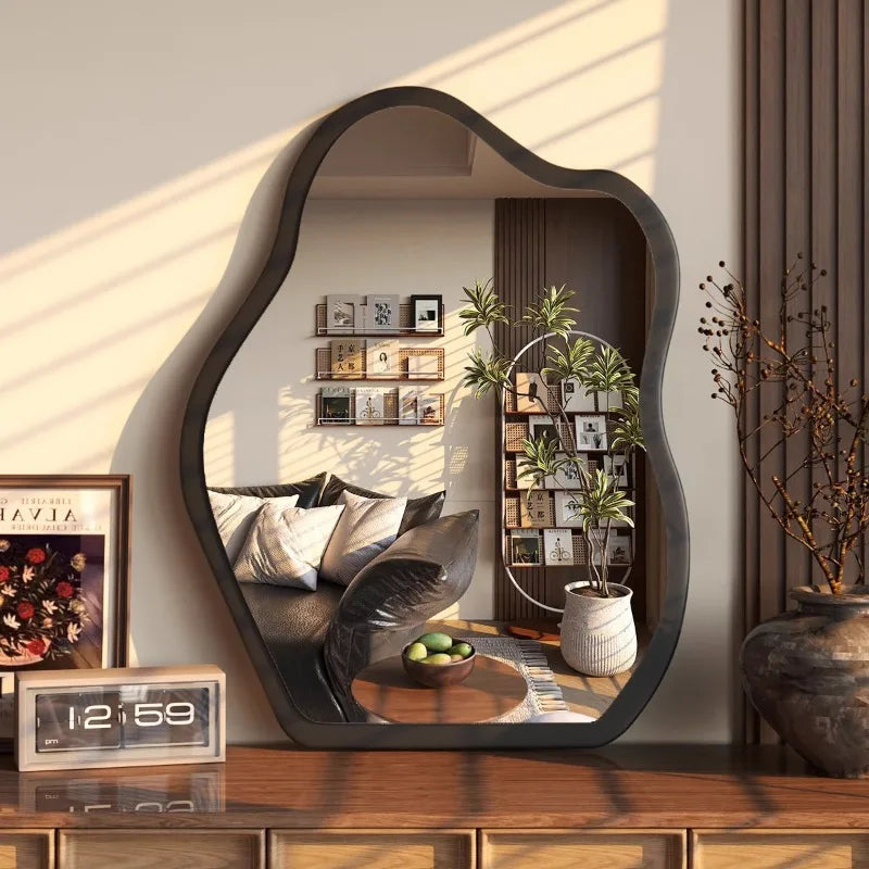 Miroir sur Pied Vintage – Grand Miroir Full Length avec Cadre Doré et Accent Nuage pour Chambre et Salon