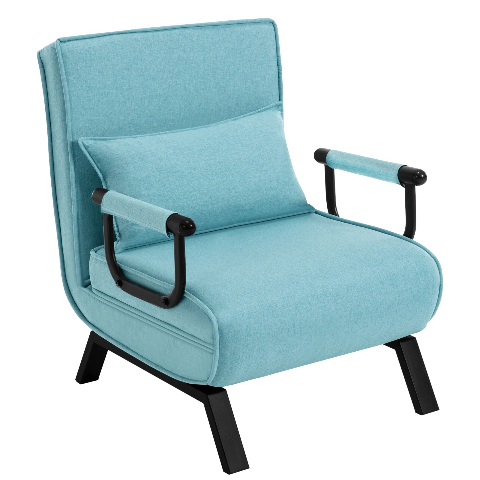 Fauteuil-Lit 3-en-1 Pliable en Lin – Dossier Réglable & Coussin Amovible, Lit d’Appoint Idéal Studio & Dortoir