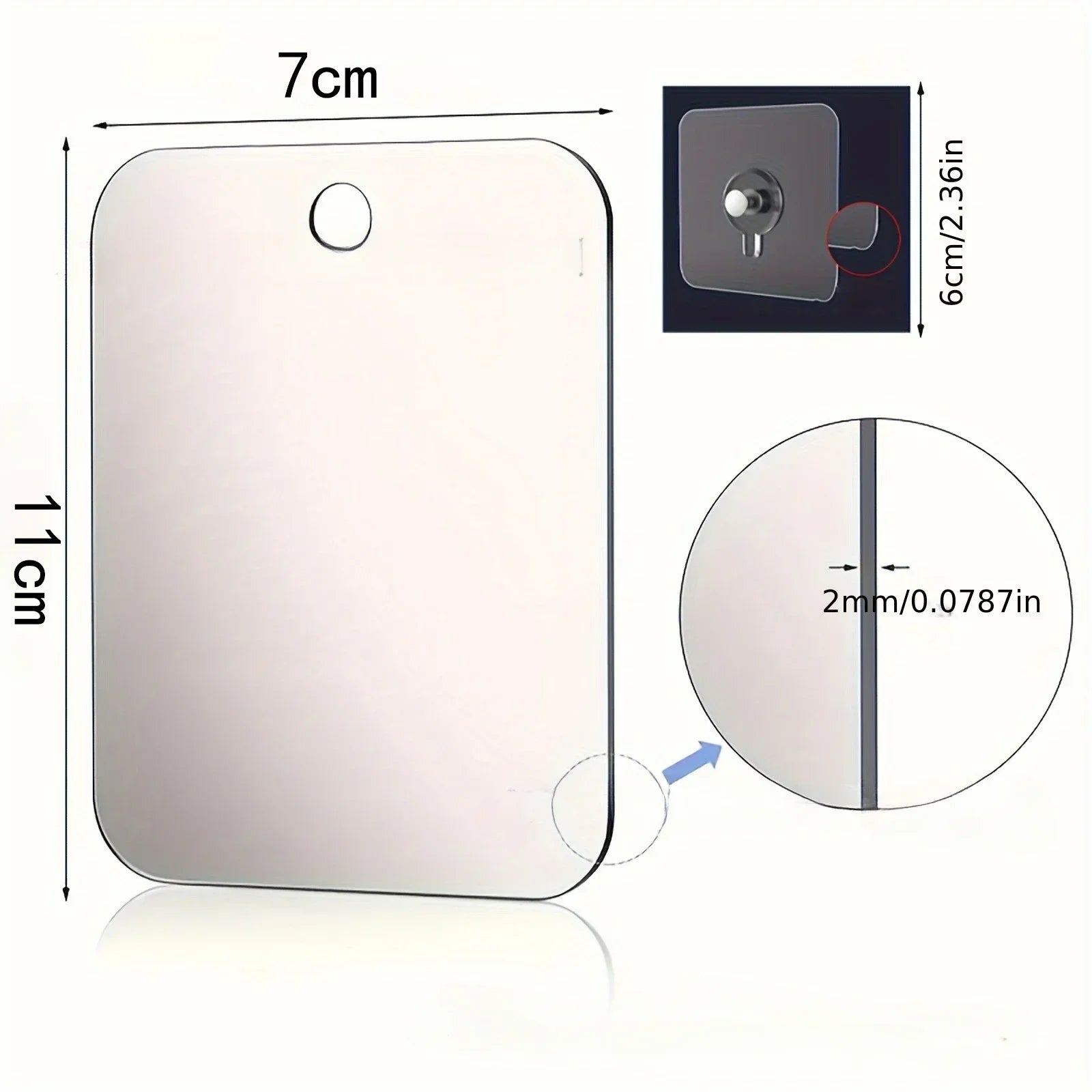 Miroir Acrylique Portable avec Ventouse – Salle de Bain, Rasage et Maquillage