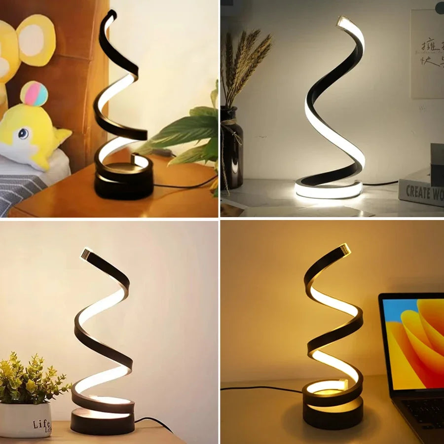 Lampe de Table Spirale LED – Lampe de Chevet Moderne Dimmable pour Salon, Bureau et Chambre