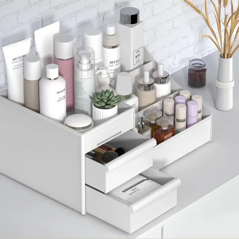 Organiseur Maquillage à Tiroirs – Boîte de Rangement Cosmétique Gain de Place pour Bureau & Coiffeuse