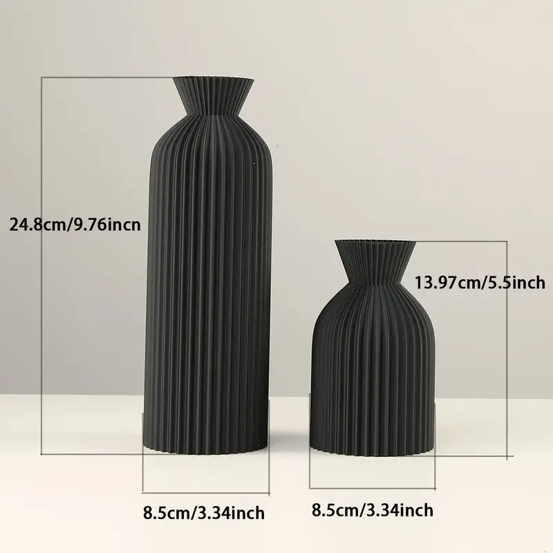 Vase Noir Élégant en Plastique – Centre de Table Décoratif Style Boho pour Maison et Bureau