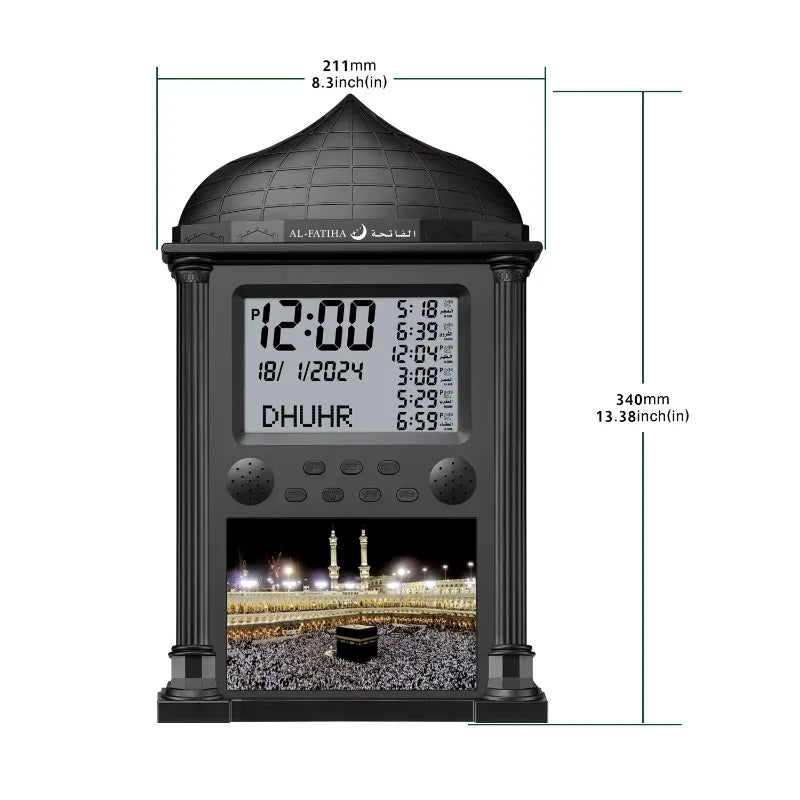 Horloge Murale LED Digitale – Islamique avec Rappel de Prière et Affichage Hijri