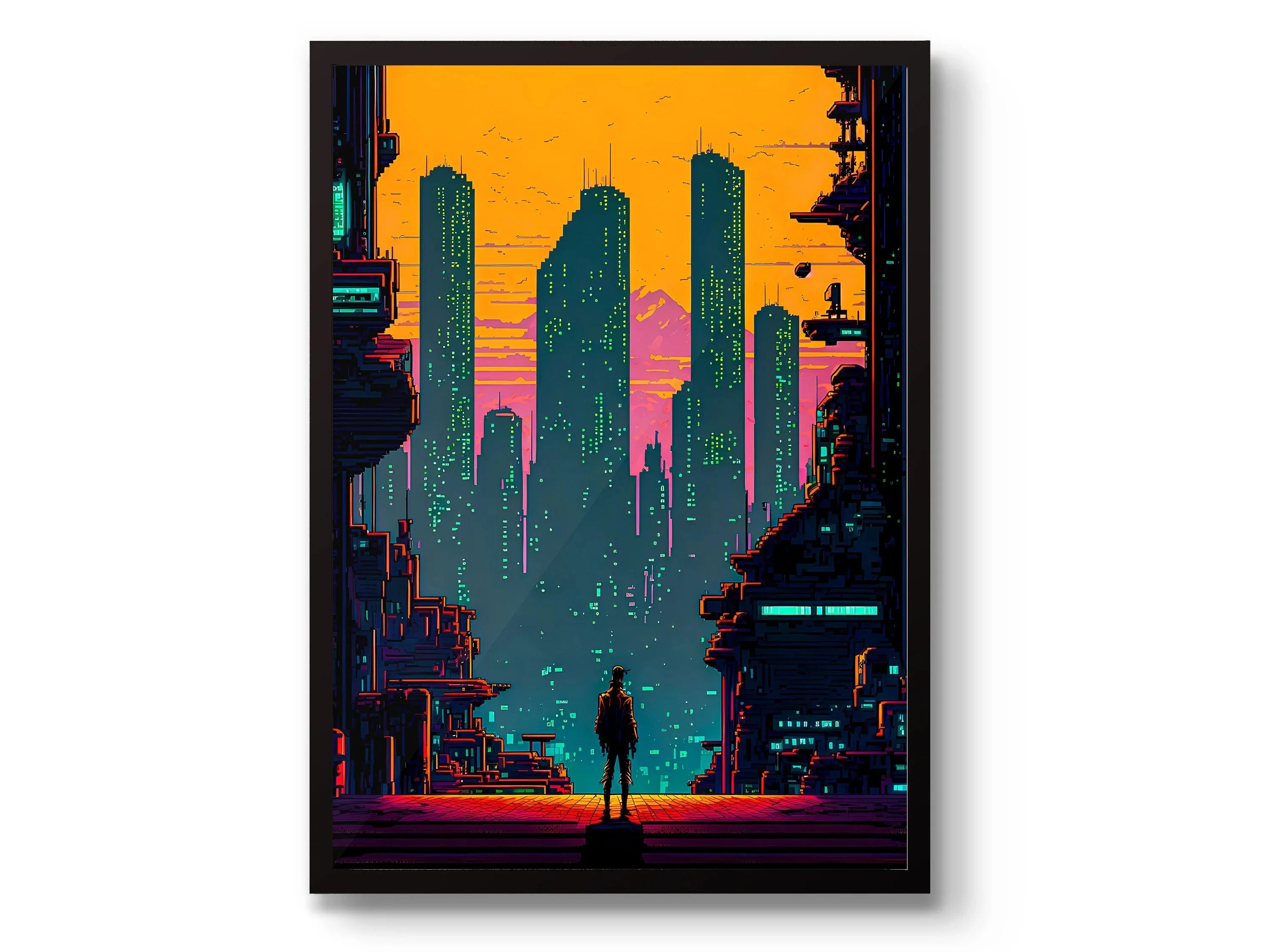 Japanese Wall Poster – Tokyo Street Scene and Cafe, Anime Style, Modern Interior Decoration