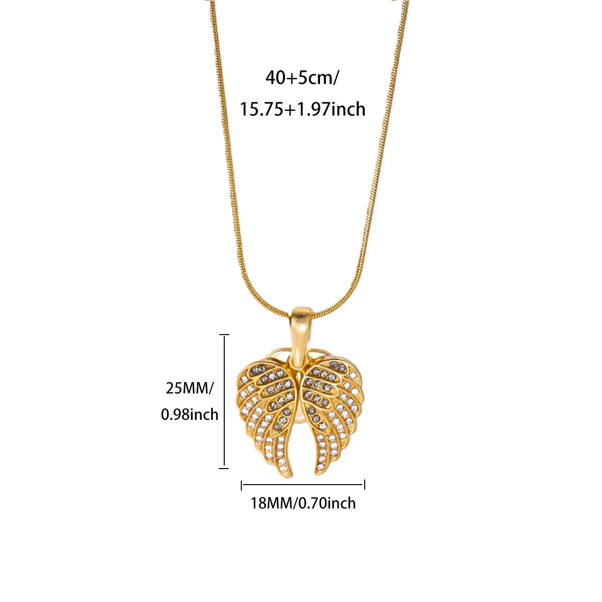 Collier Ailes d’Ange Luxe en Acier Inoxydable – Pendentif Cœur Ouvrable Serti de Zircon, Finition Dorée 18K
