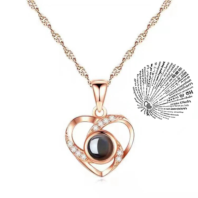 Collier Projection « Je t’aime » en 100 Langues – Bijou Romantique pour Couples et Amoureux