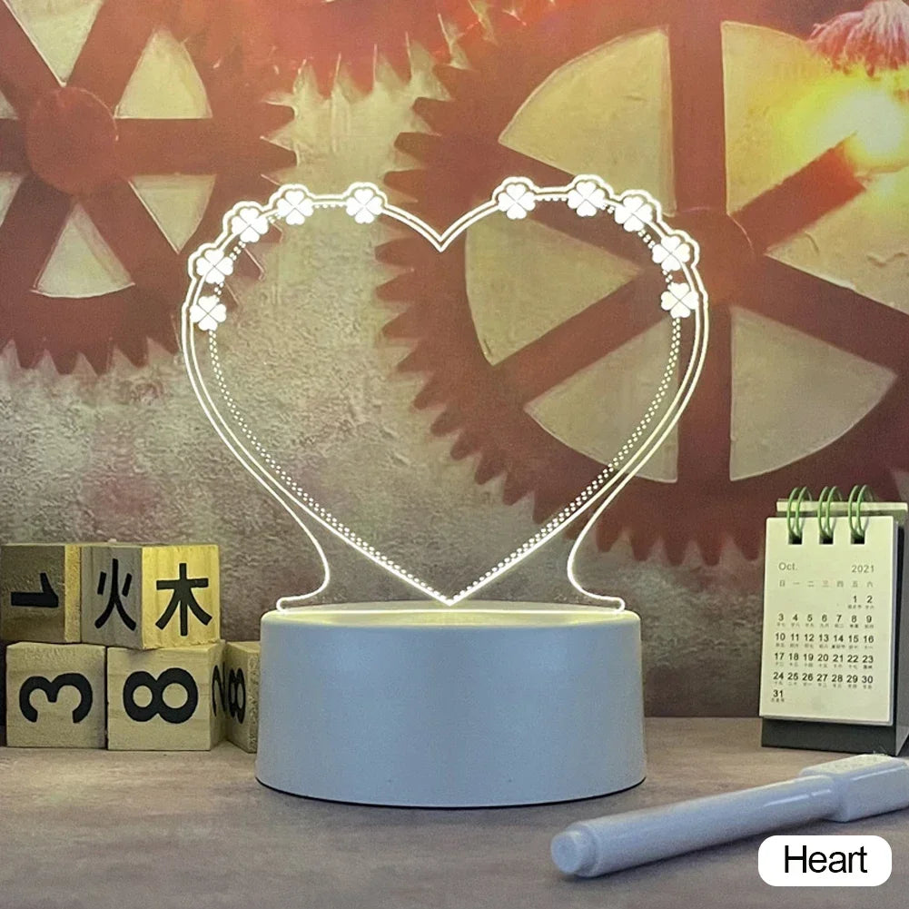 Veilleuse LED Lumineuse en Acrylique – Tableau Effaçable USB avec Messages & Calendrier