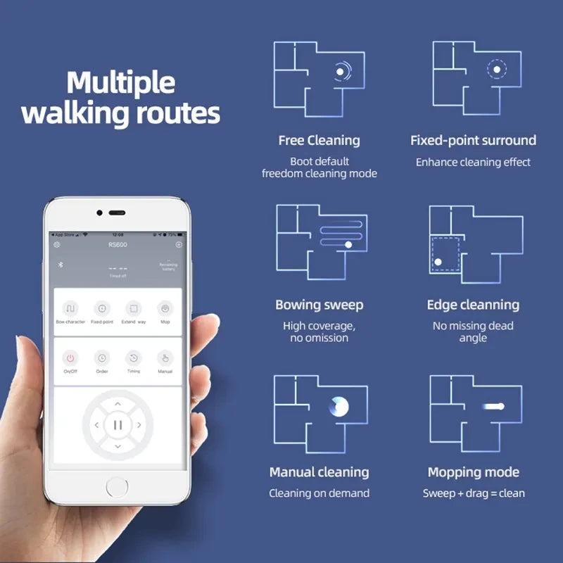 Robot Aspirateur Intelligent 2-en-1 – Aspiration & Nettoyage Humide Silencieux avec Télécommande